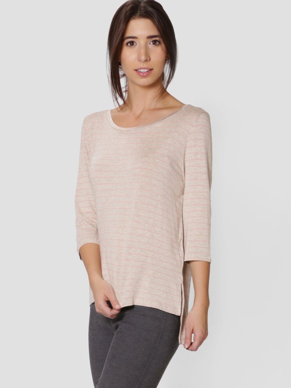 NWT Amour Vert Women's Leonie Striped Top Oatmeal Milan Size L